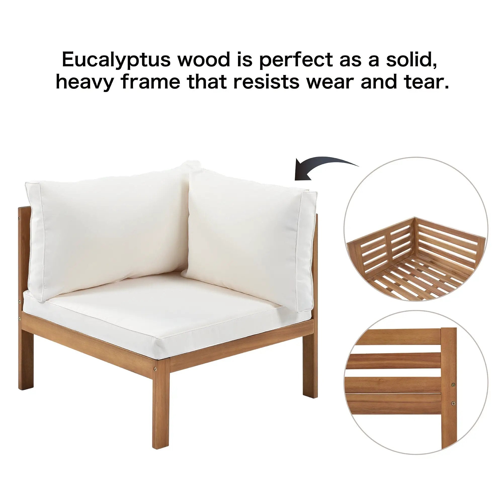 Wood Structure Outdoor Sofa Set with Beige Cushions by HouseOfZazla