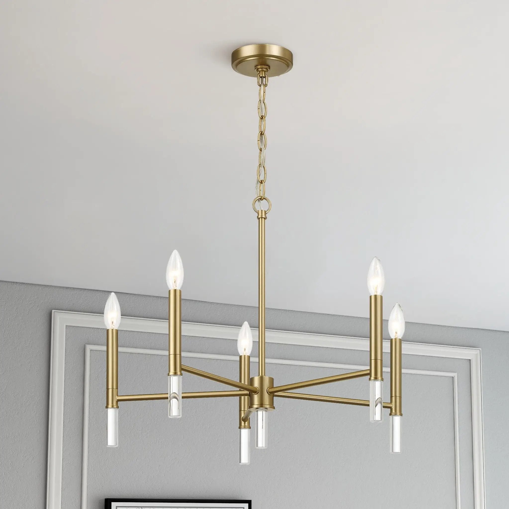 Courtyard - 5 Light Candle Chandelier - Clear / Gold by Unique Piece Furniture