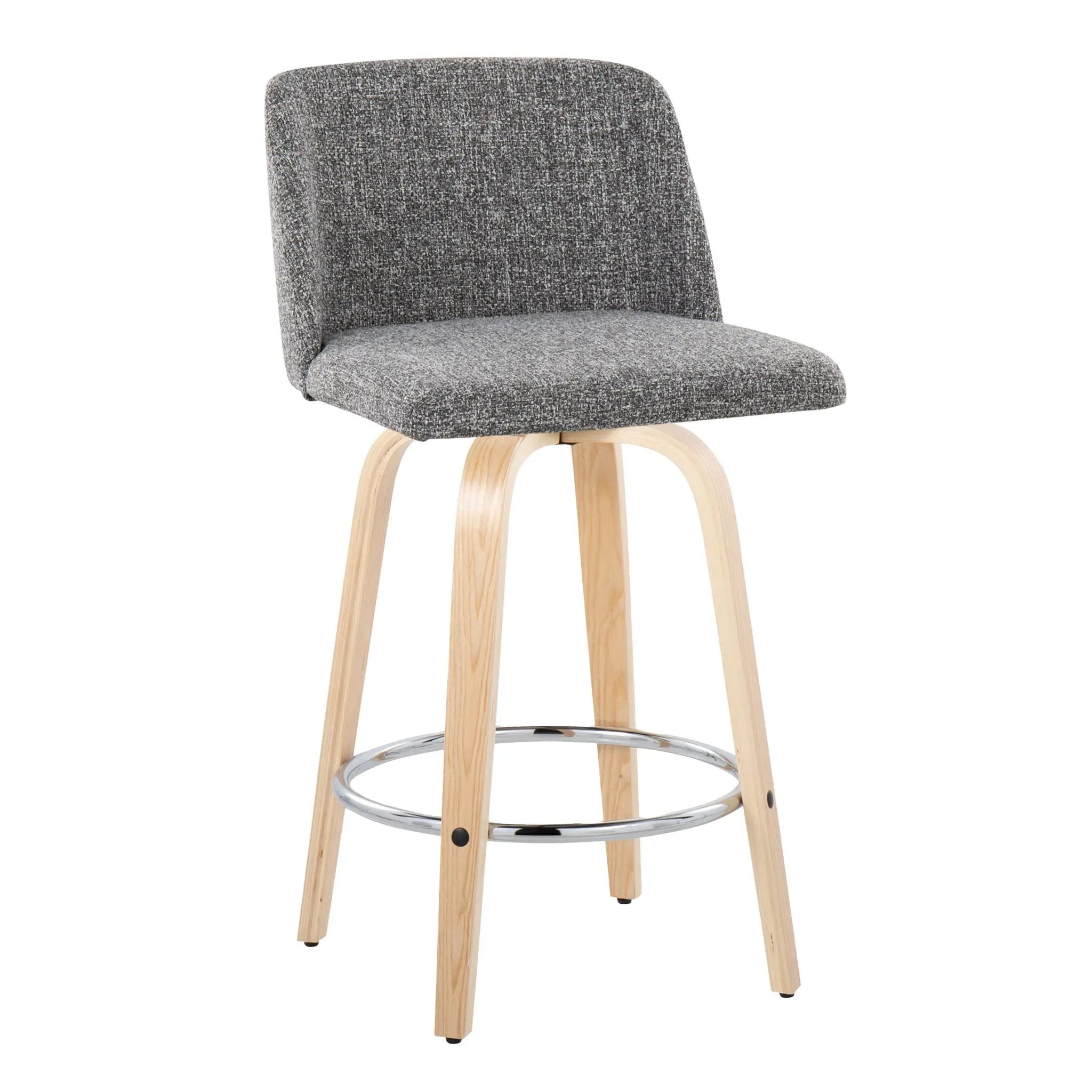 Toriano - Contemporary Fixed-Height Counter Stool With Swivel And Round Footrest (Set of 2) by HouseOfZazla