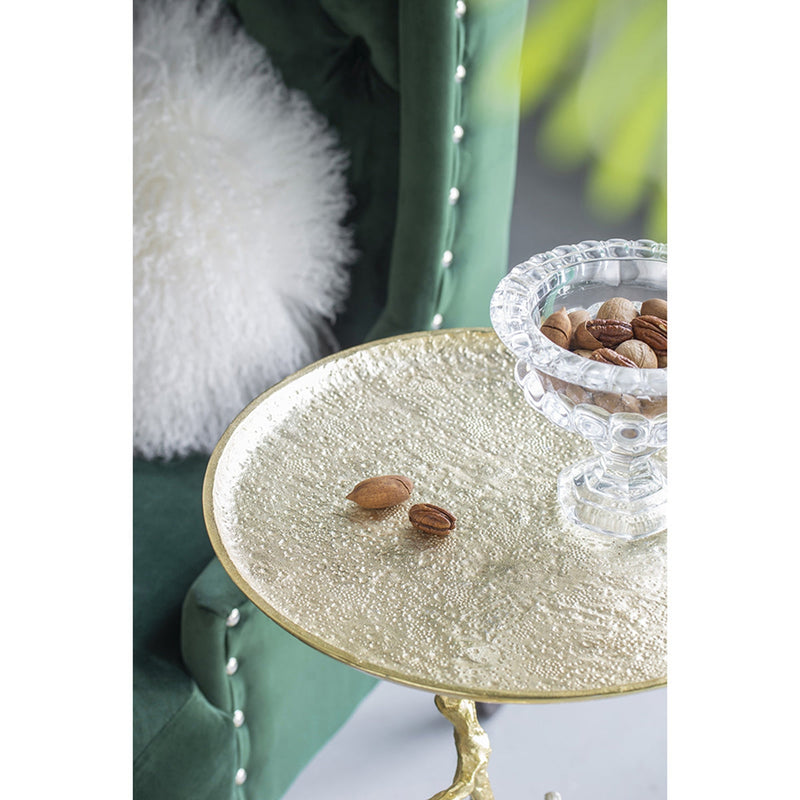 Contemporary Shiny Side Table with Tree Branch Design - Gold, photo 5 of 10