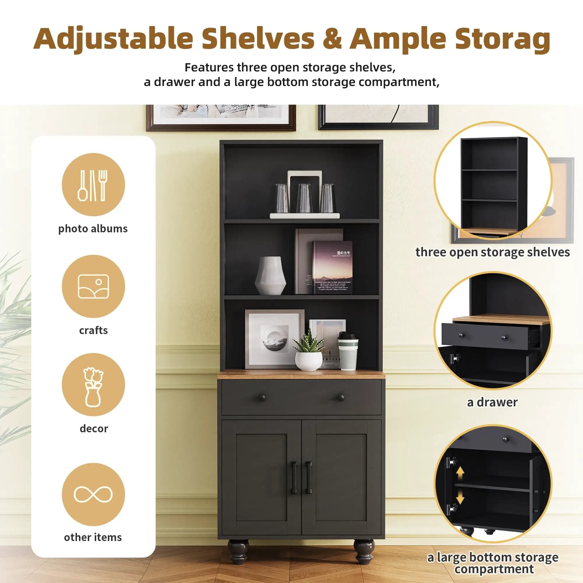 On-Trend Farmhouse Storage Cabinet with Adjustable Shelves by HouseOfZazla