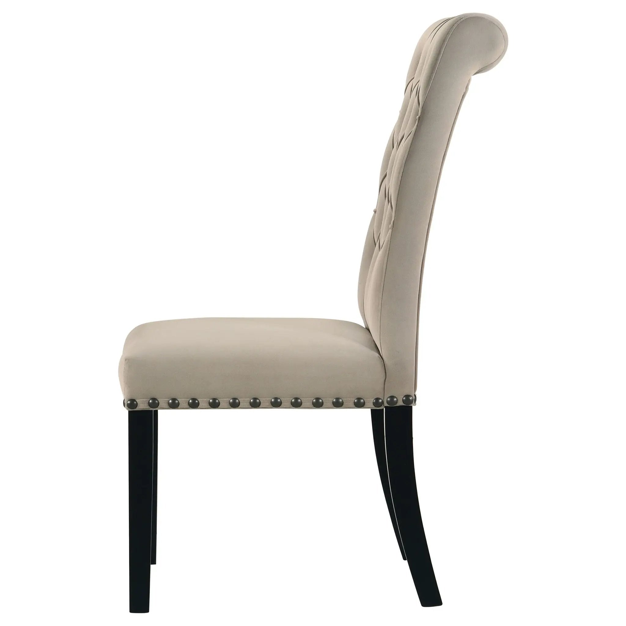 Alana Velvet Upholstered Dining Side Chair Sand (Set of 2) by Unique Piece Furniture