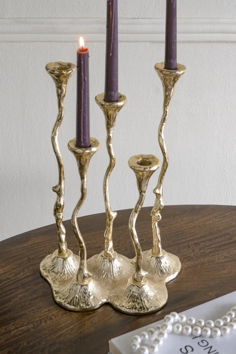 5-Light Cast Aluminum Taper Candle Holder by HouseOfZazla