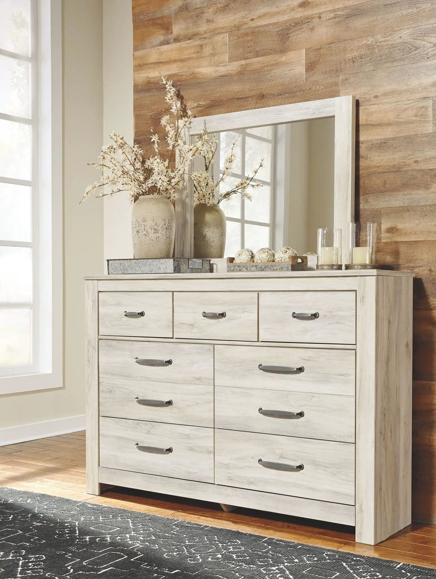Bellaby - Dresser, Mirror, Platform Bed With Storage Drawers Set by Unique Piece Furniture