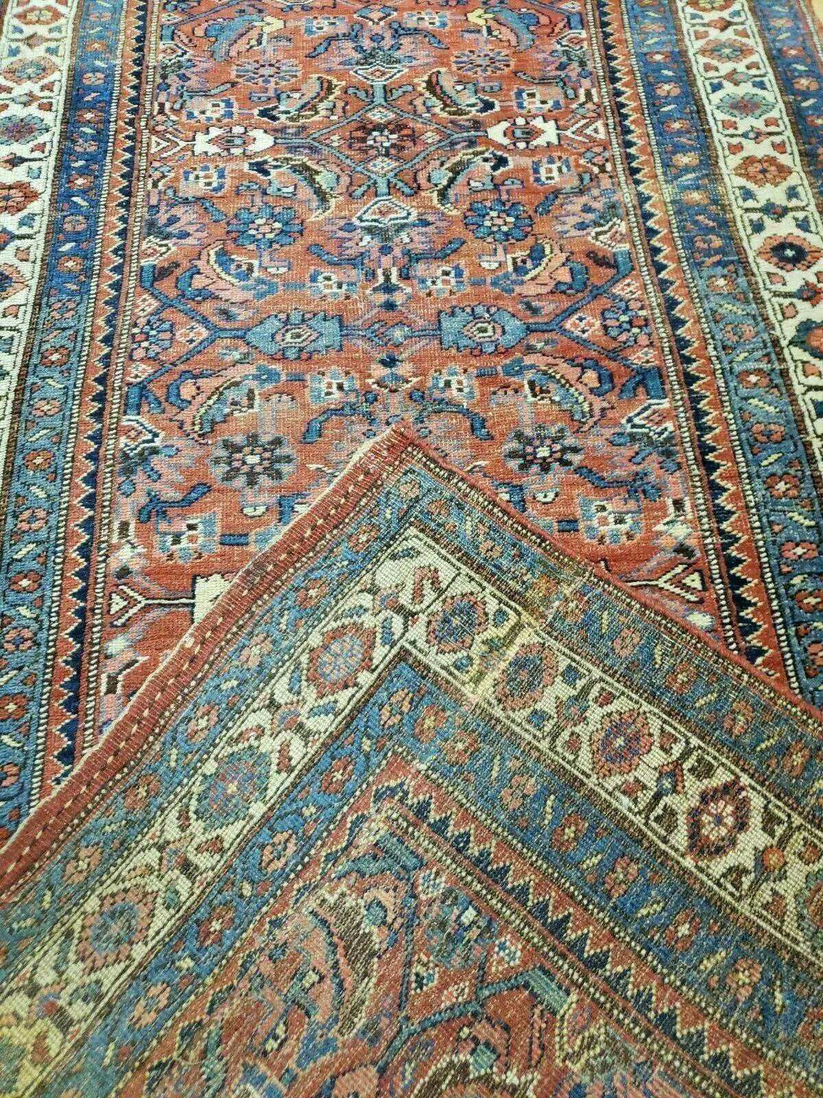 3' 8" X 11' Antique Handmade Turkish Wool Rug Veg Dye Runner Nice Rusted Red by Jewel Rugs