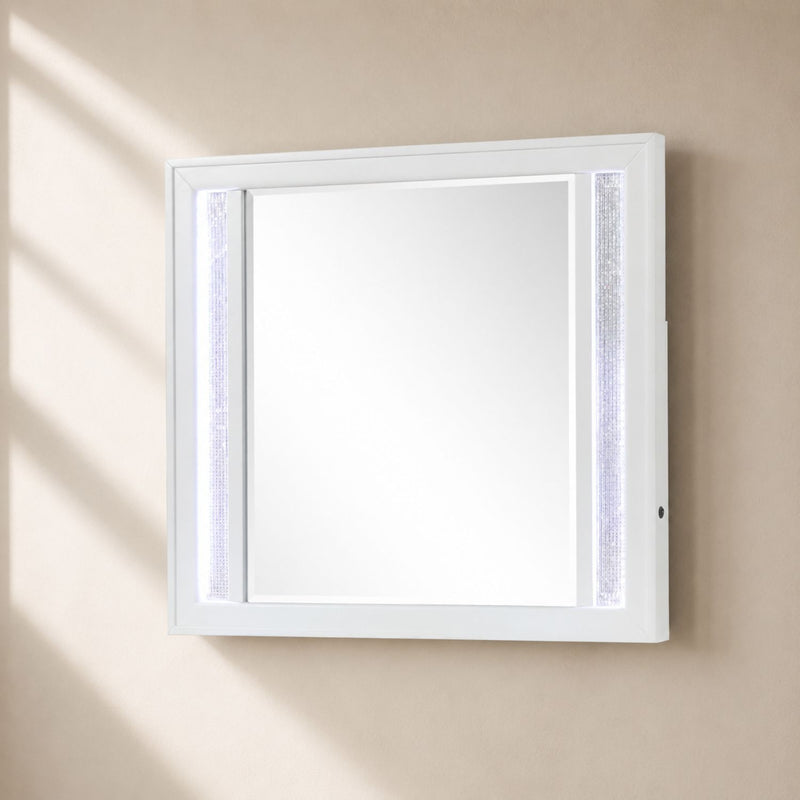 Abigale - Mirror For Dresser Top Made With LED (Includes Only Mirror) - White by HouseOfZazla
