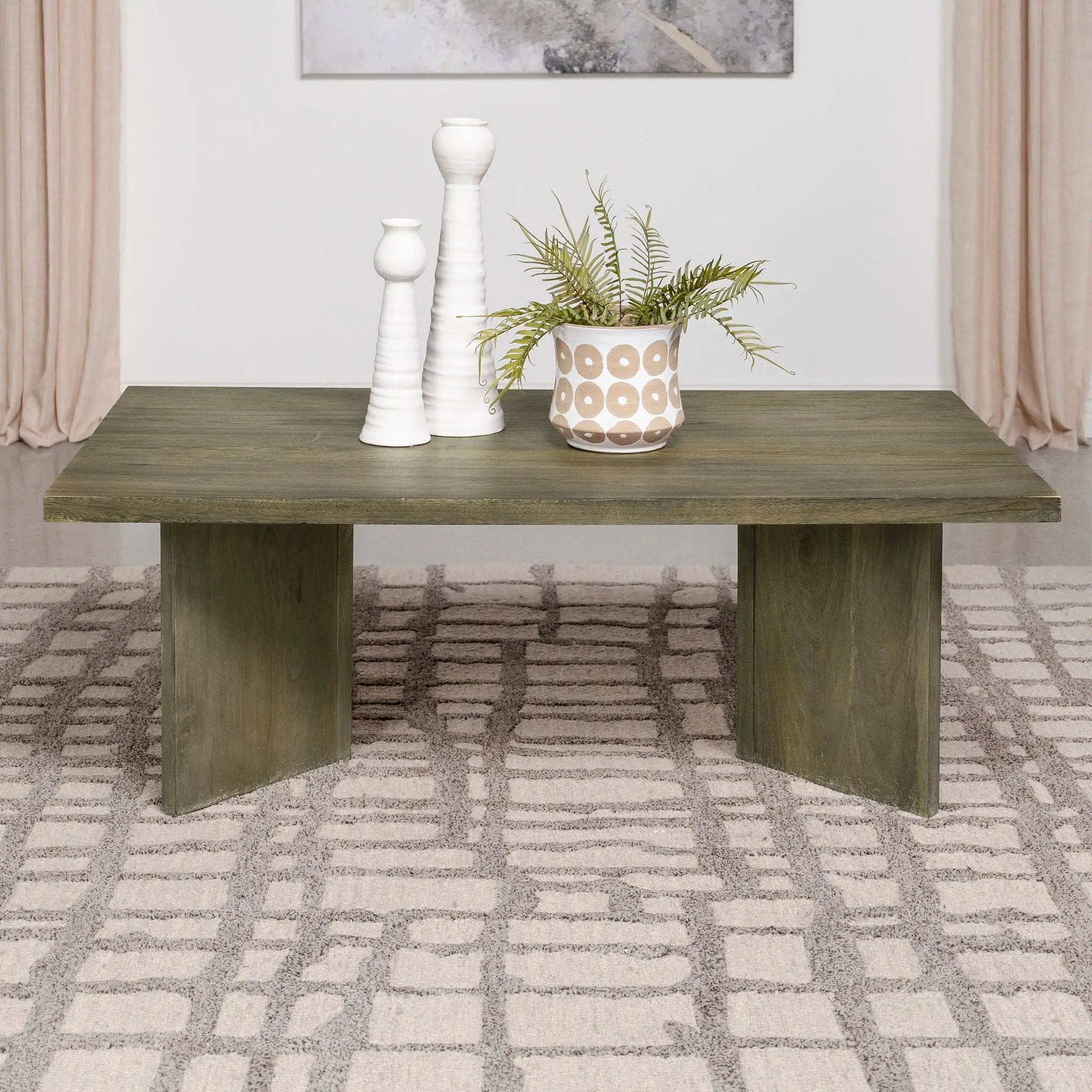 Andando Rectangular Solid Wood Coffee Table Mango Brown by Unique Piece Furniture