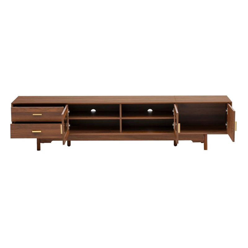 Modern TV Stand With Fluted Glass Doors & 2 Drawers by HouseOfZazla