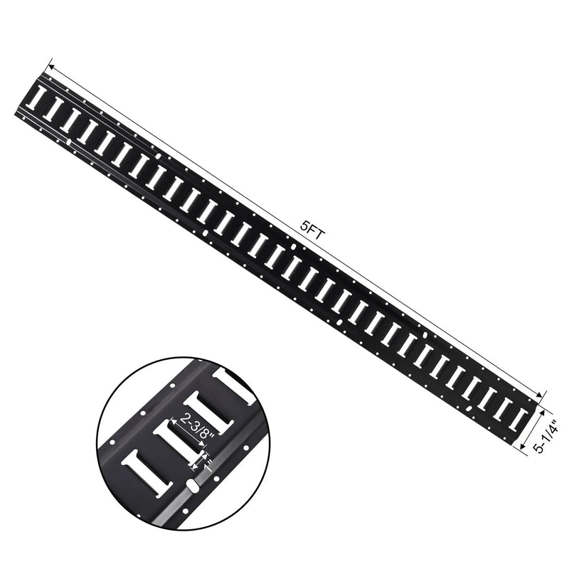 18 Pieces E Track Tie-Down Rail Kit For Trucks, Vans, And Garages With O-Ring Anchors And Ratchet Straps - Black by HouseOfZazla