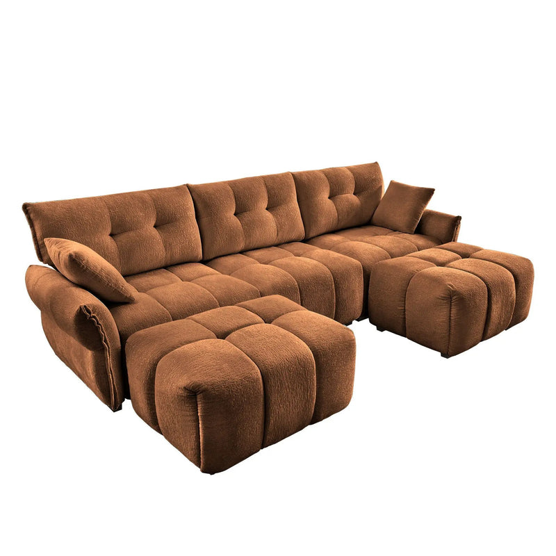 Sofa Set With Ottoman And Pillows, Textured, High Resilience Cushions by Unique Piece Furniture