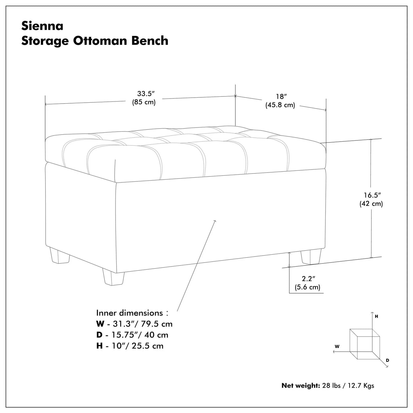 Sienna - Transitional Storage Ottoman Bench by HouseOfZazla