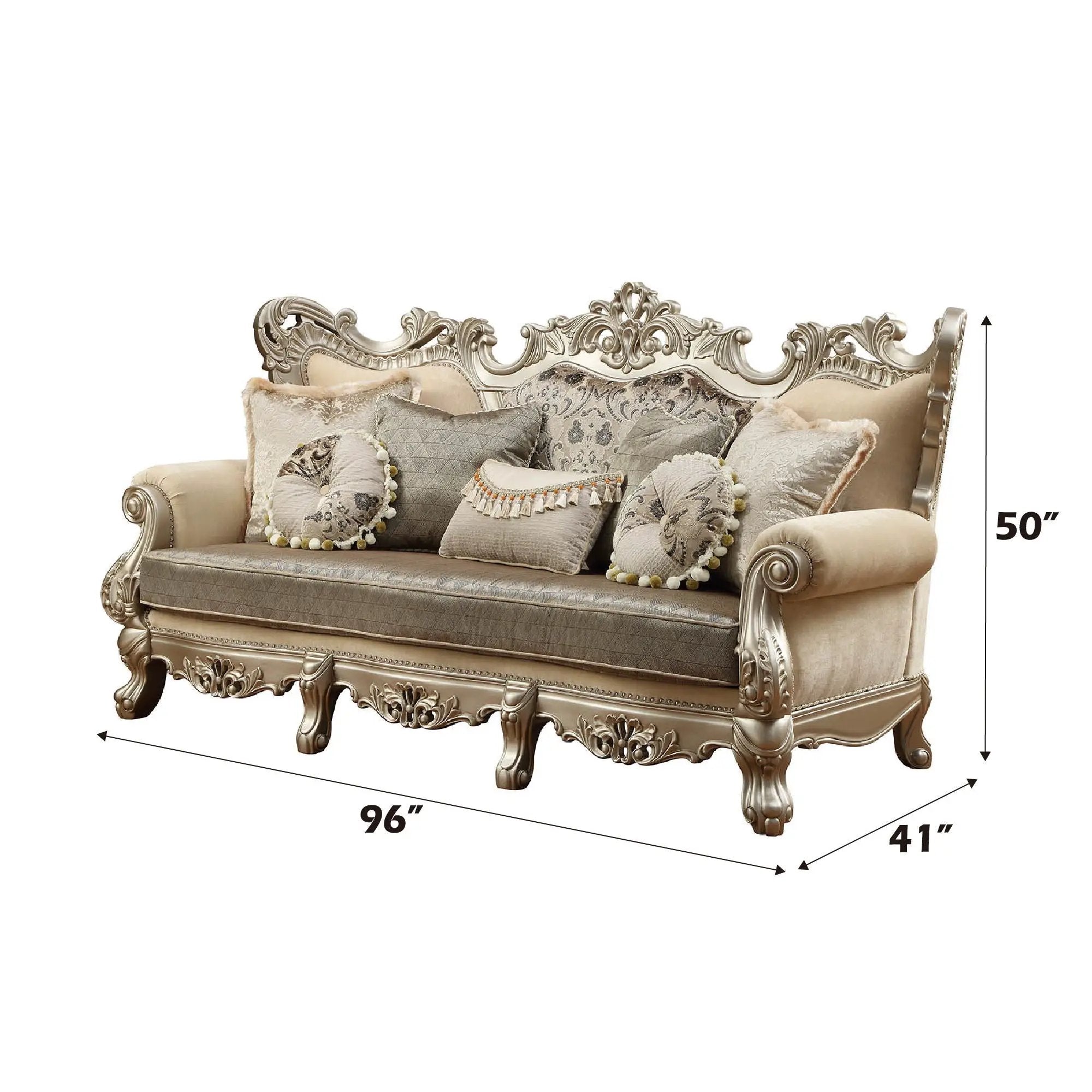 Ranita - Sofa With 7 Pillows - Fabric & Champagne by Unique Piece Furniture