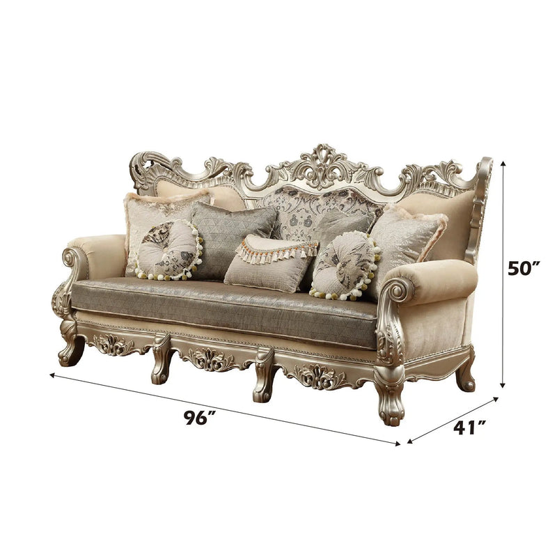 Ranita - Sofa With 7 Pillows - Fabric & Champagne by Unique Piece Furniture