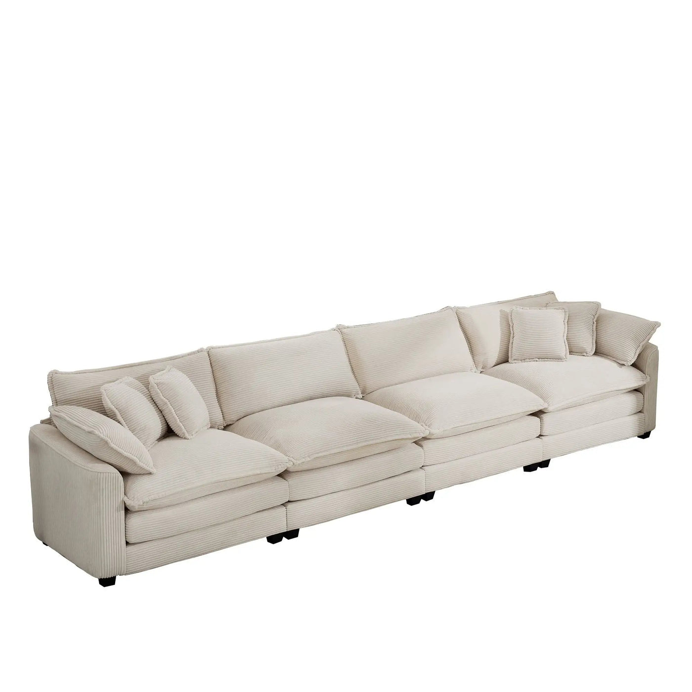 Modern Upholstered 4 Seater Fabric Sofa With Arm And Throw Pillows by Unique Piece Furniture