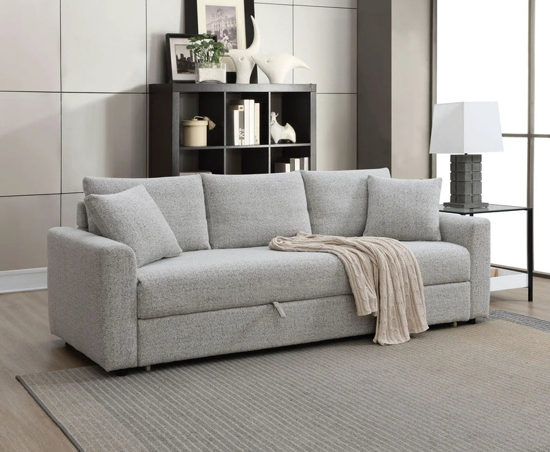 Connie - Boucle Sleeper Sectional Sofa With 2 Toss Pillows - Beige by HouseOfZazla