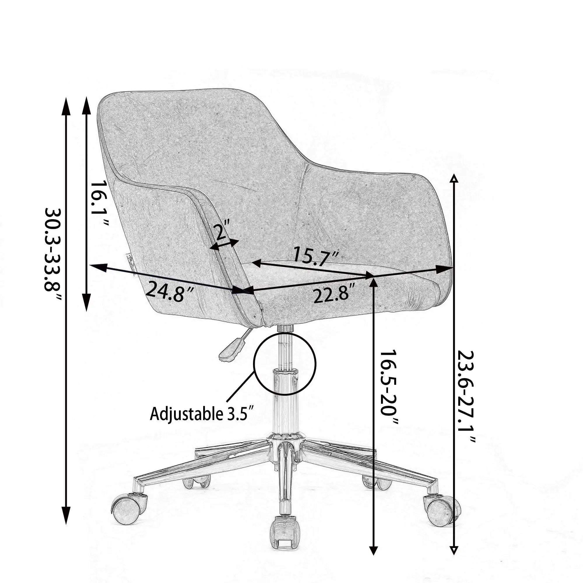 Modern Adjustable Height 360 Revolving Home Office Chair With Metal Legs And Universal Wheel For Indoor by HouseOfZazla