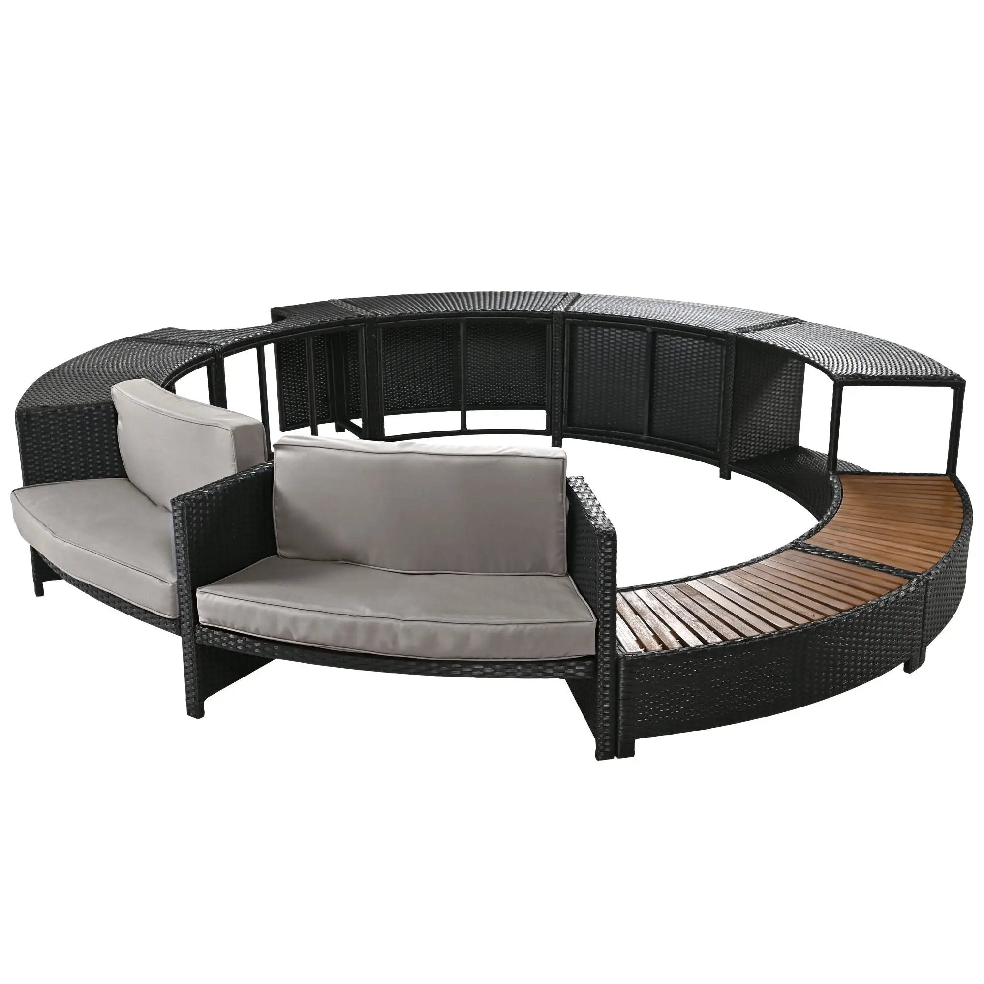 Spa Surround Spa Frame Patio Rattan Sofa Set With Storage Spaces, Mini Sofa And Comfortable Cushion For Patio, Backyard by HouseOfZazla