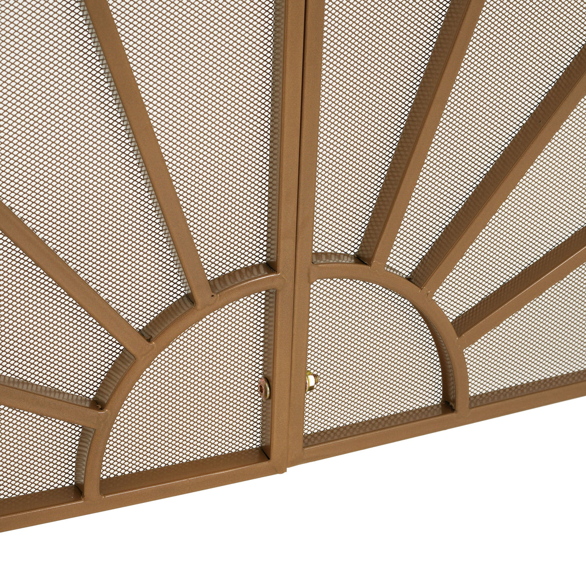 Gold Fan-Shaped Fireplace Screen with Mesh Spark Barrier - Gold, photo 10 of 10