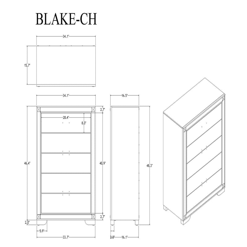 Lively Chest With Glitter Detail And Thick Bar Handle Hardware - Black, photo 7 of 8
