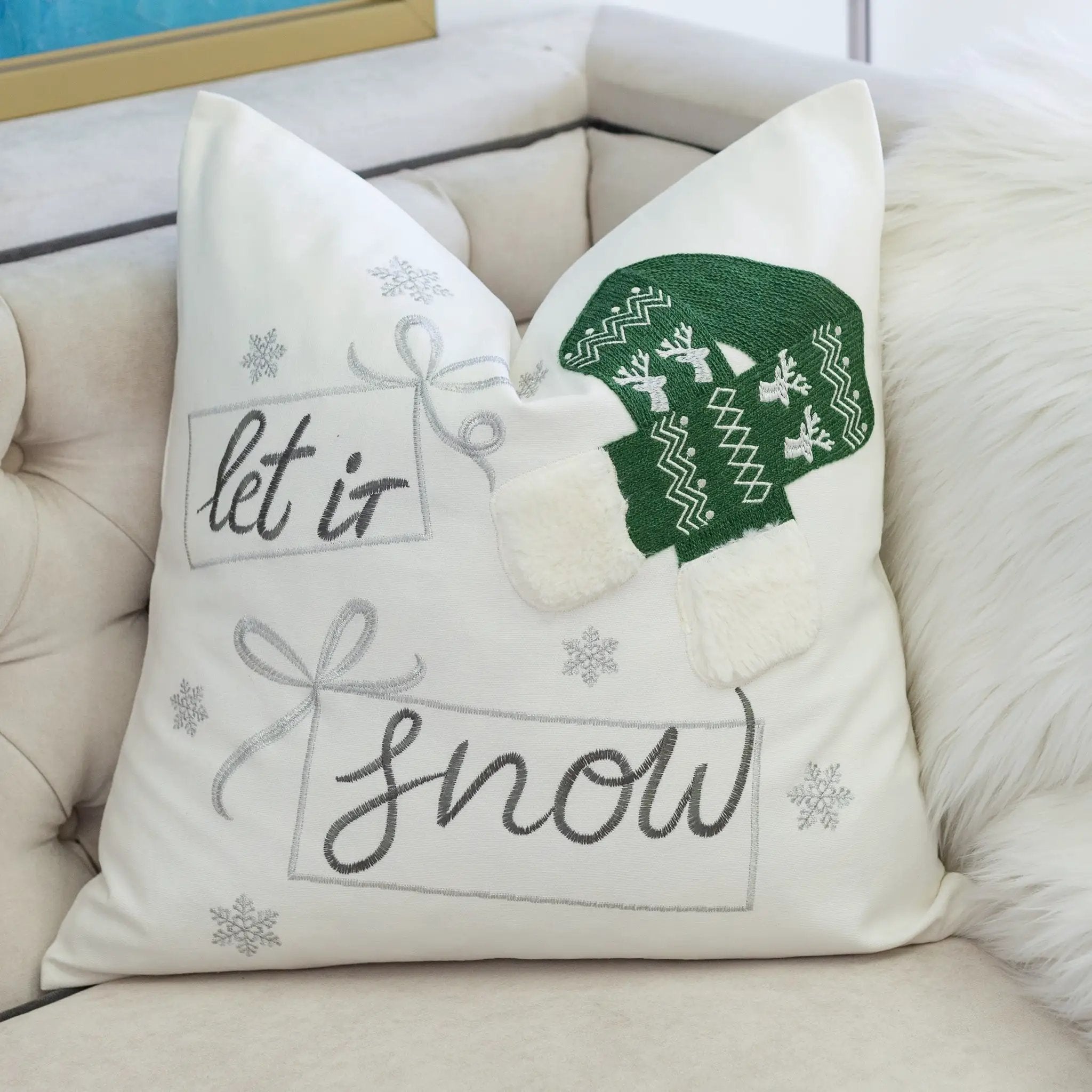 Let It Snow Christmas Throw Pillow by HouseOfZazla