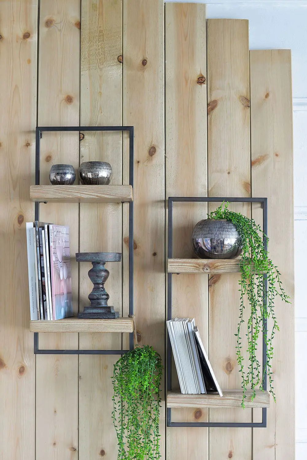 Wall Shelf With Two Shelves - Black Brown by HouseOfZazla