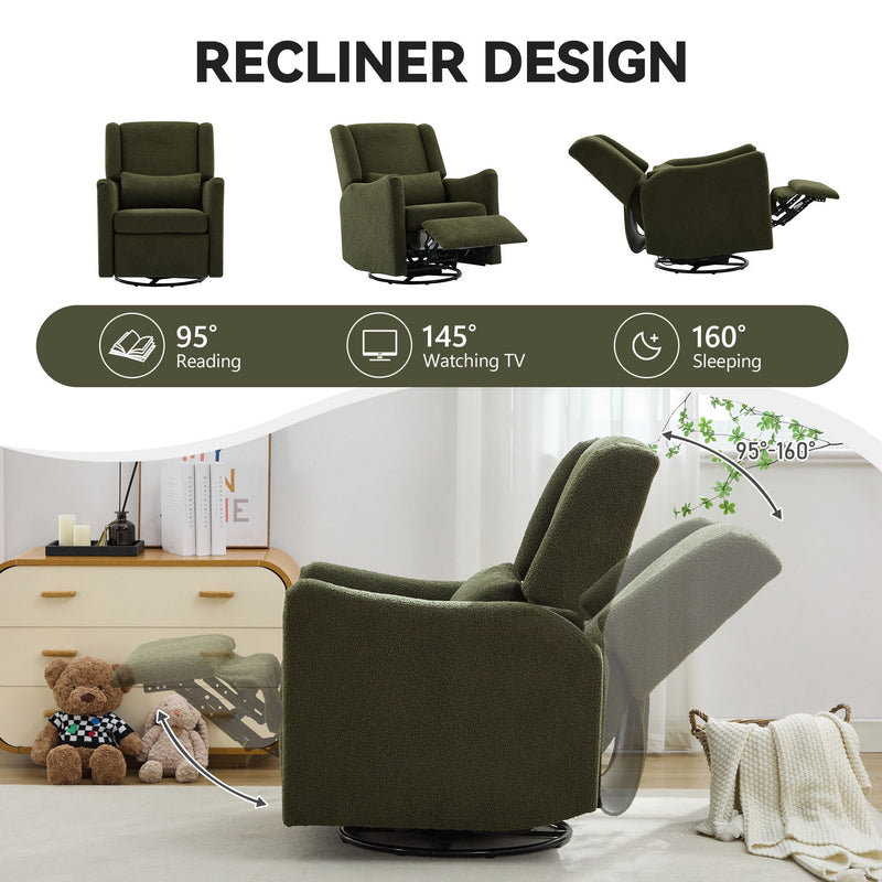 Wide Wingback Swivel Glider Rocker Recliner Chair by HouseOfZazla