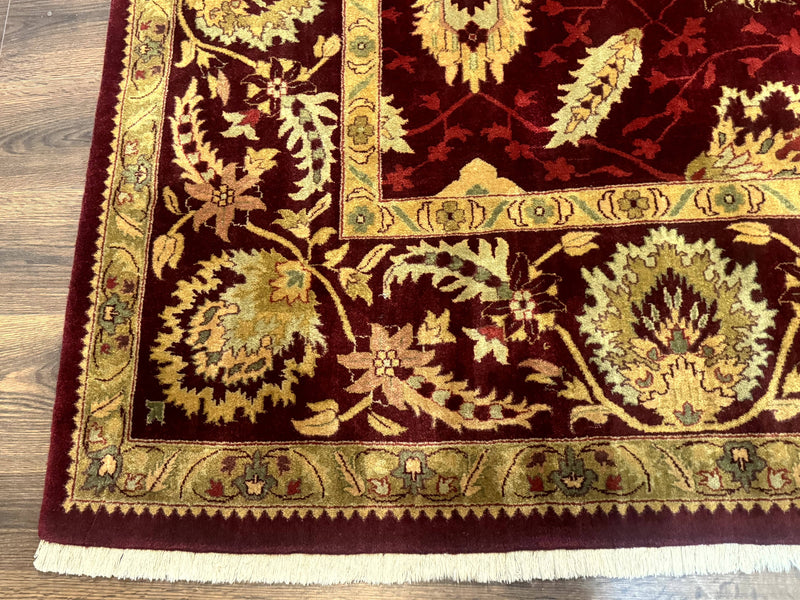 Indo Mahal Rug 9x12, Allover Pattern, Dark Red, Traditional Wool Area Rug by Jewel Rugs