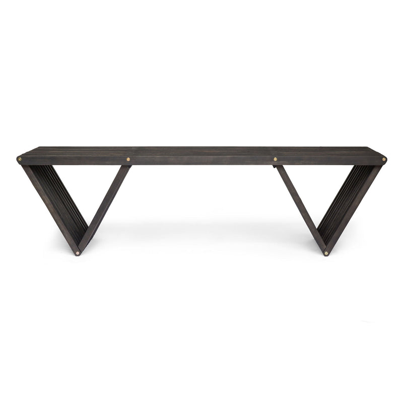 Gloaming Outdoor Bench with Slat Design and Triangular Base by HouseOfZazla