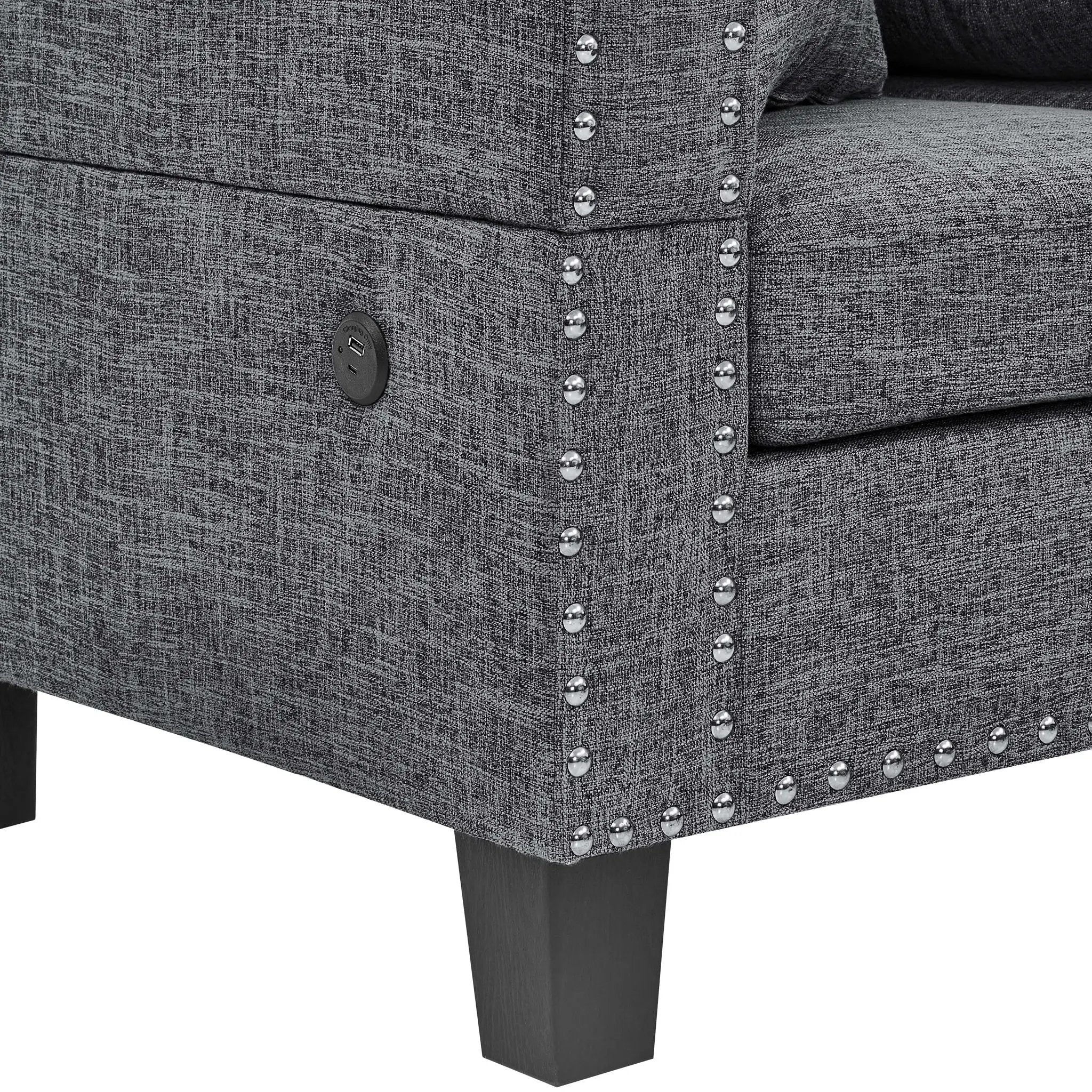 Camden - Power Sectional Sofa With Storage Ottoman And Built In Charging Ports - Gray by Unique Piece Furniture