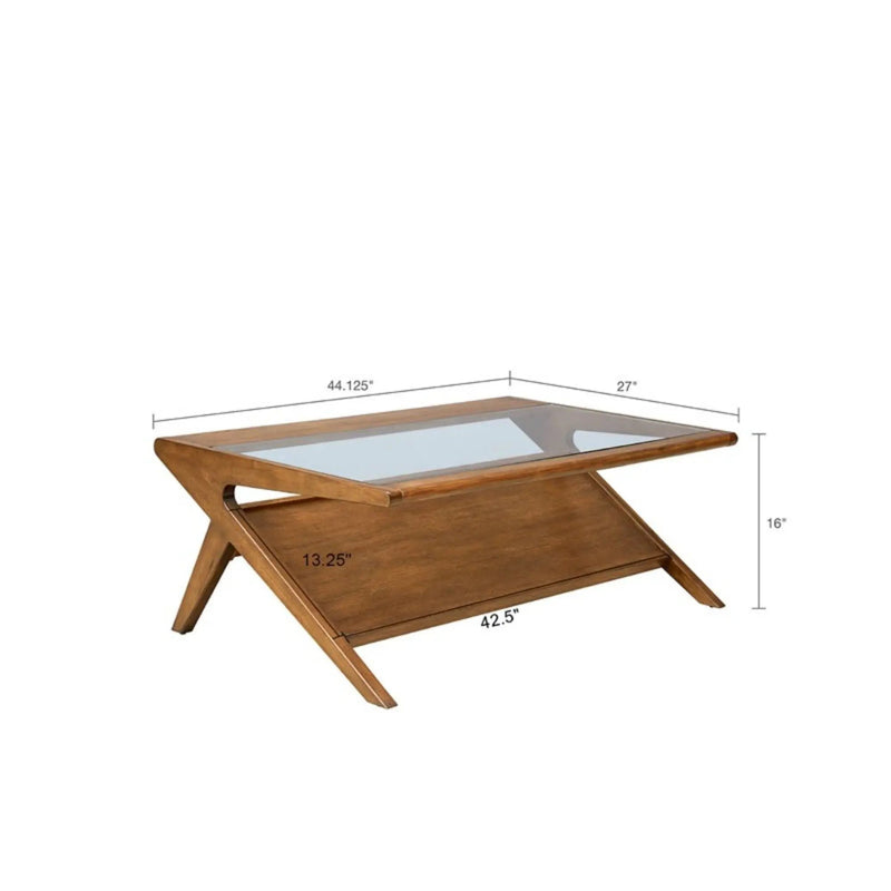 Coffee Table With Tempered Glass Top - Walnut by HouseOfZazla
