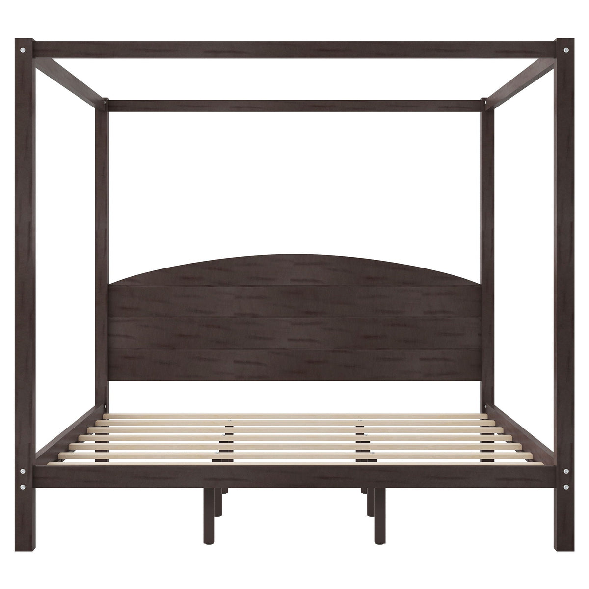 King Canopy Platform Bed with Headboard and Support Legs - Dark Brown or Dark Gray