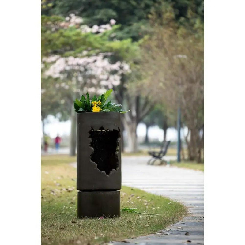 Large Outdoor Water Fountain with Light - Contemporary Calming Elegance by HouseOfZazla