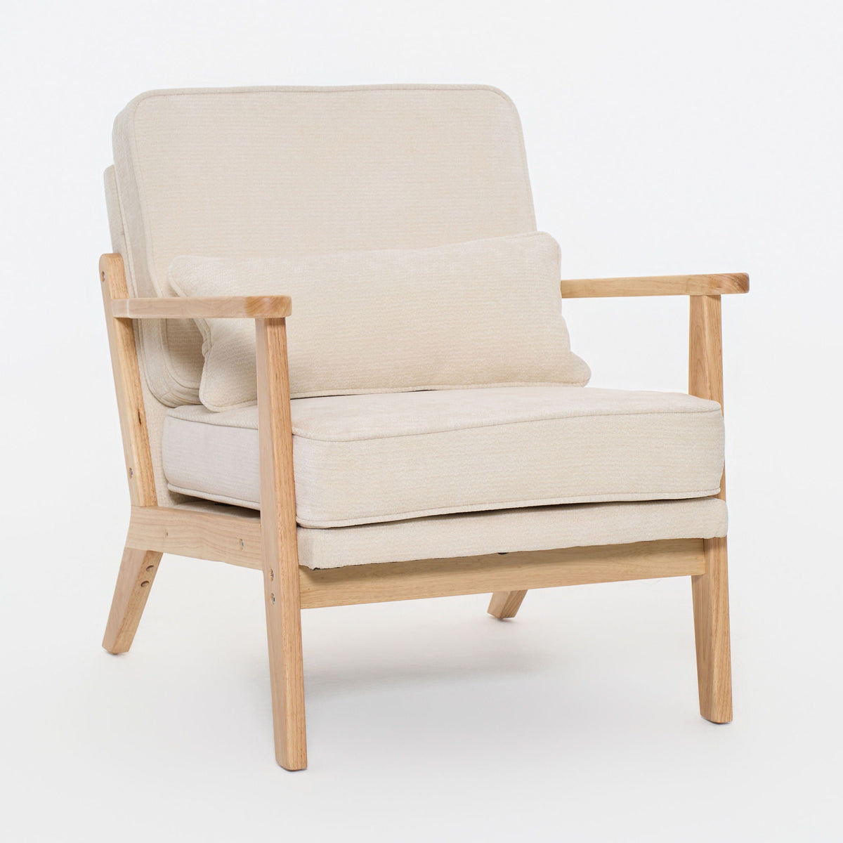 Living Room Chair with Lumbar Pillow and Solid Wood Frame - Dark Gray, Dark Green, Beige, photo 3 of 40