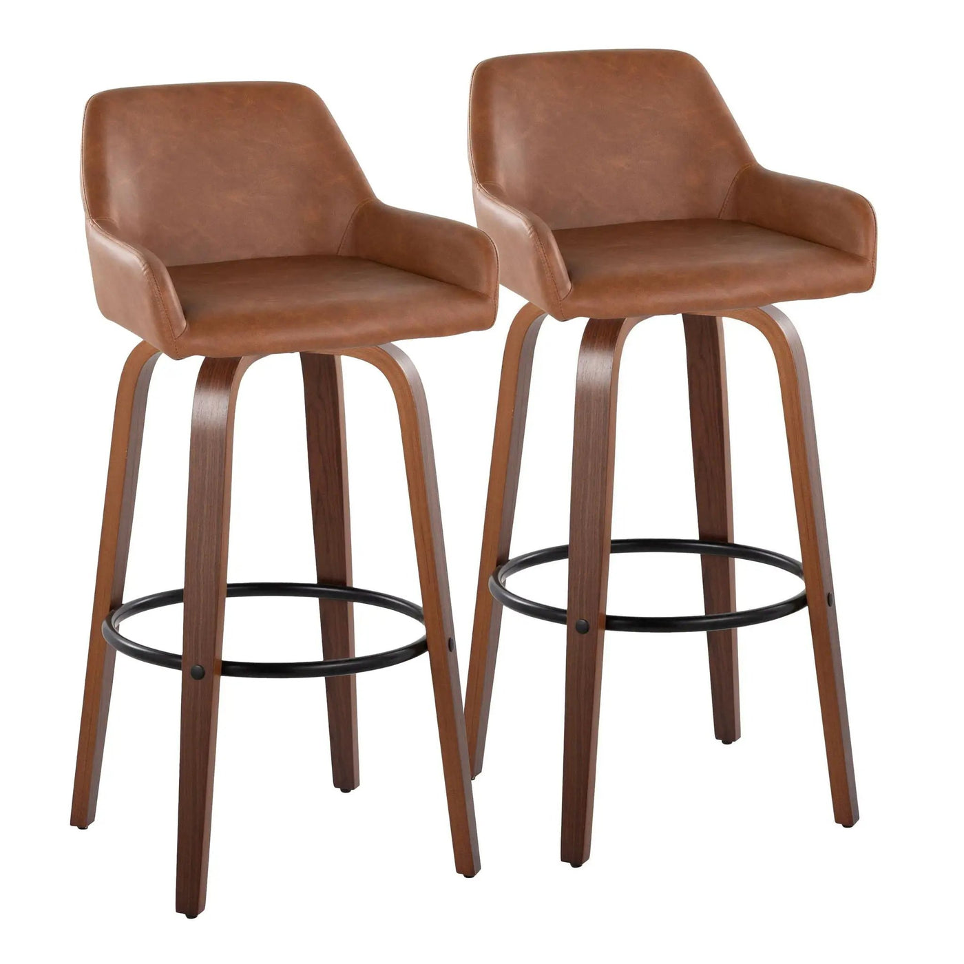 Daniella - Contemporary Fixed Height, Barstool & Swivel And Round Footrest (Set of 2) by HouseOfZazla