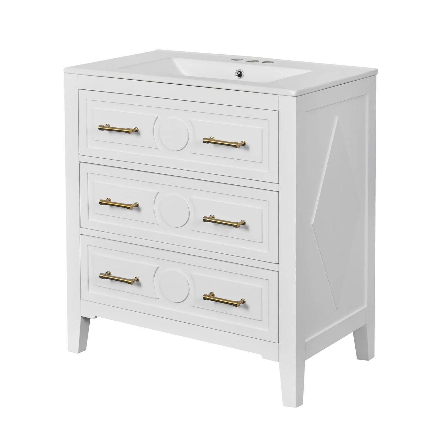 Retro Bathroom Vanity With Sink Combo, Free Standing Single Set With 3 Drawers by HouseOfZazla