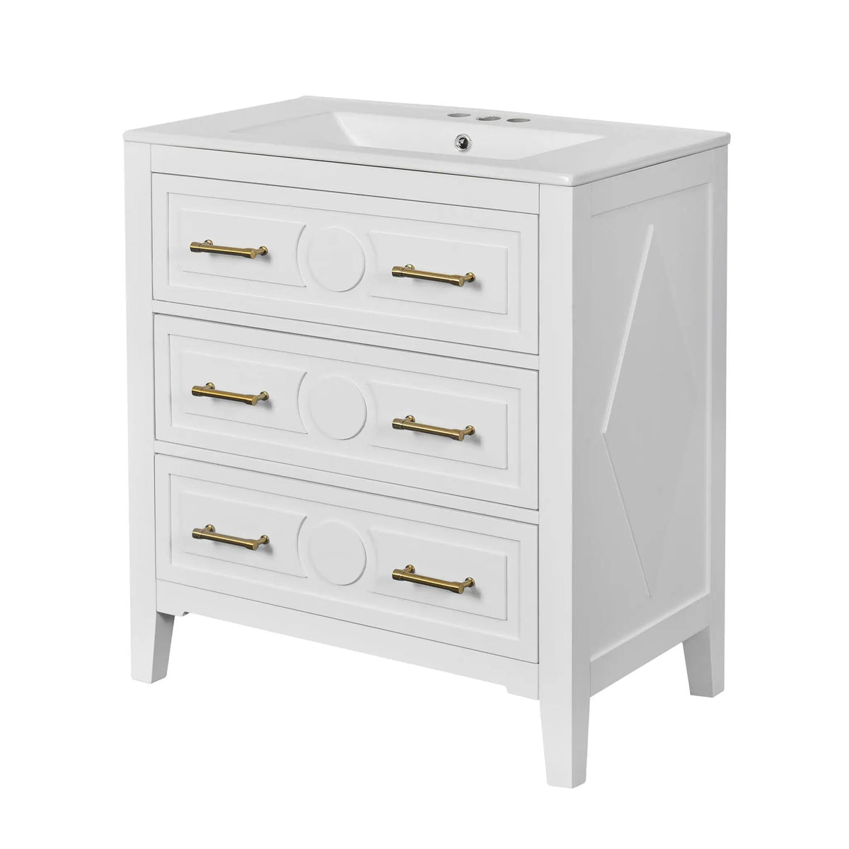 Retro Bathroom Vanity With Sink Combo, Free Standing Single Set With 3 Drawers, photo 2 of 21