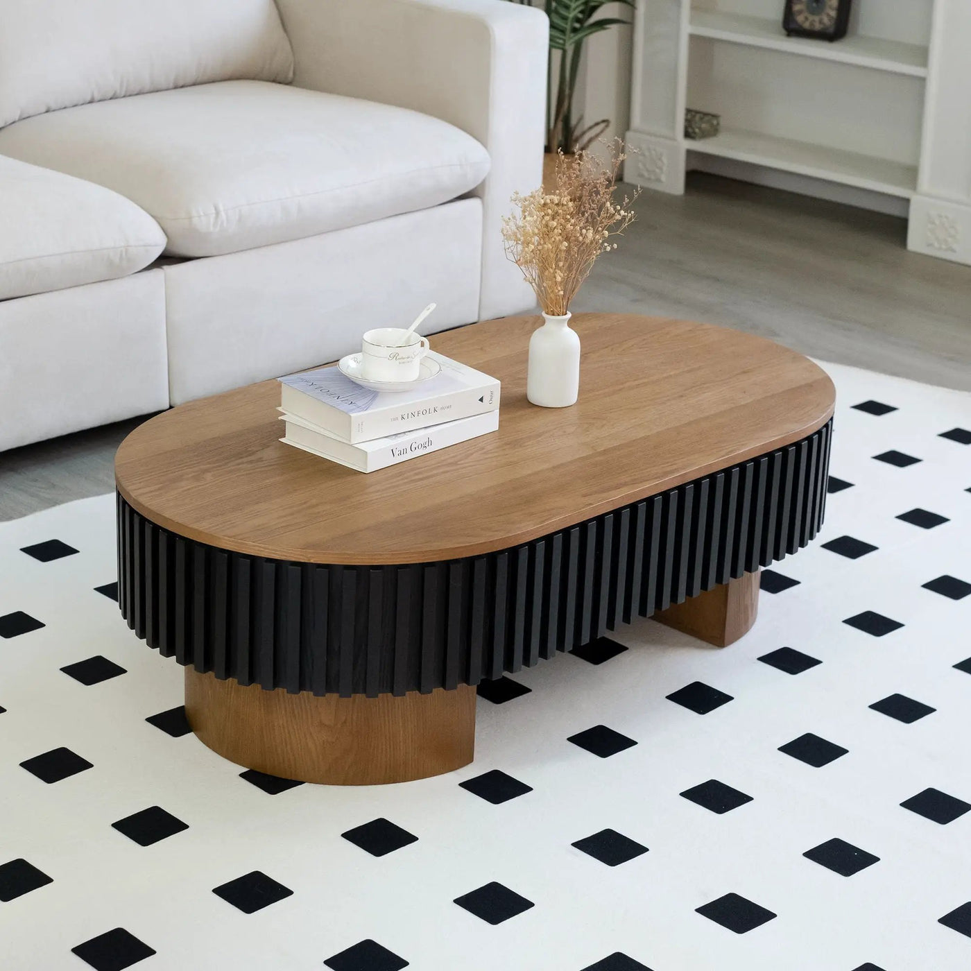 Elliptical Living Room Coffee Table With Hidden Storage And Removable Tabletop by HouseOfZazla