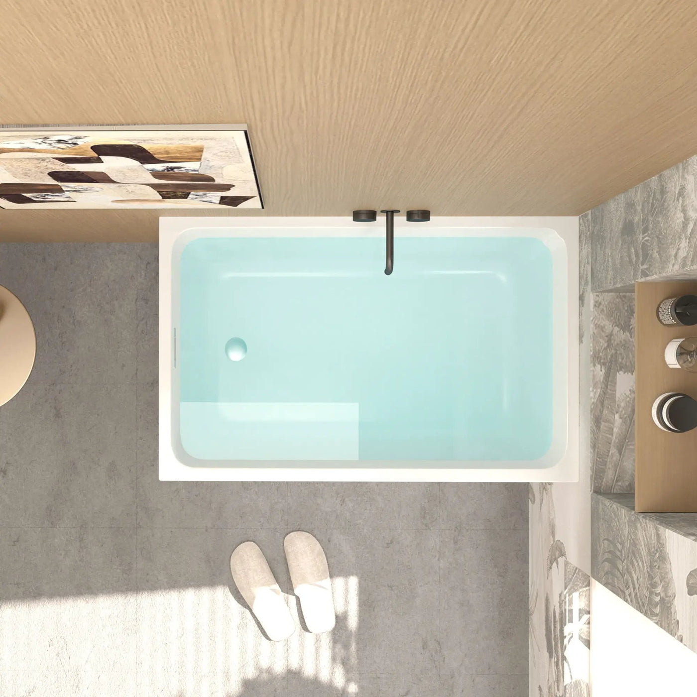 Freestanding Bathtub With Drain, Rectangular Shape by HouseOfZazla