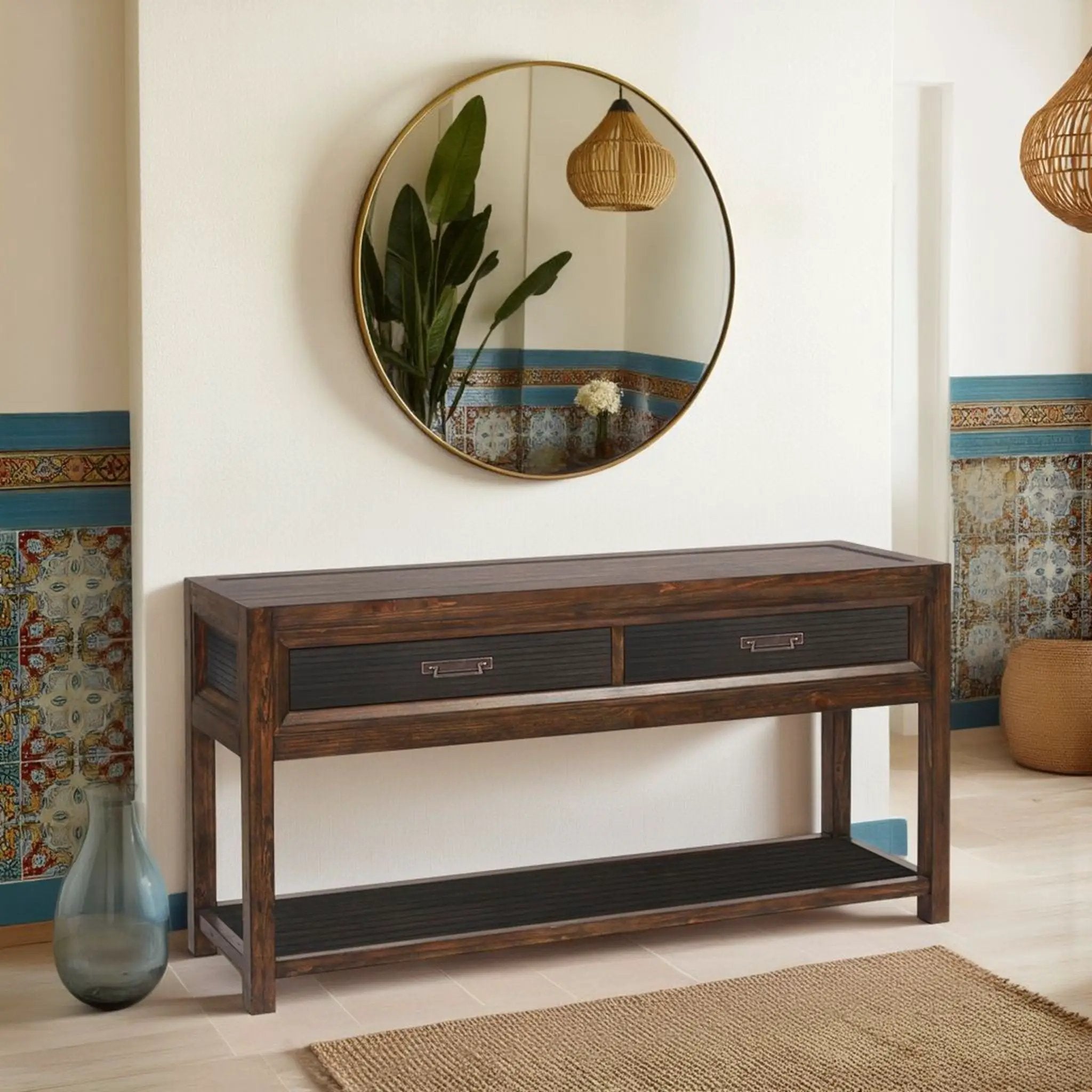 2 Drawer Sofa Table, 2 Tone - Brown by Unique Piece Furniture