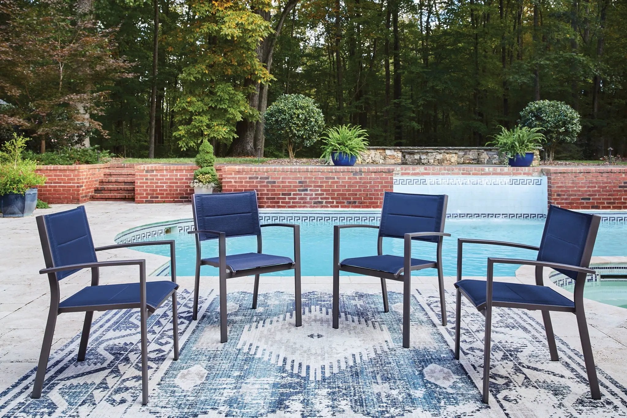Rocky Creek - Sling Arm Chair (Set of 4) - Blue / Gray by Unique Piece Furniture