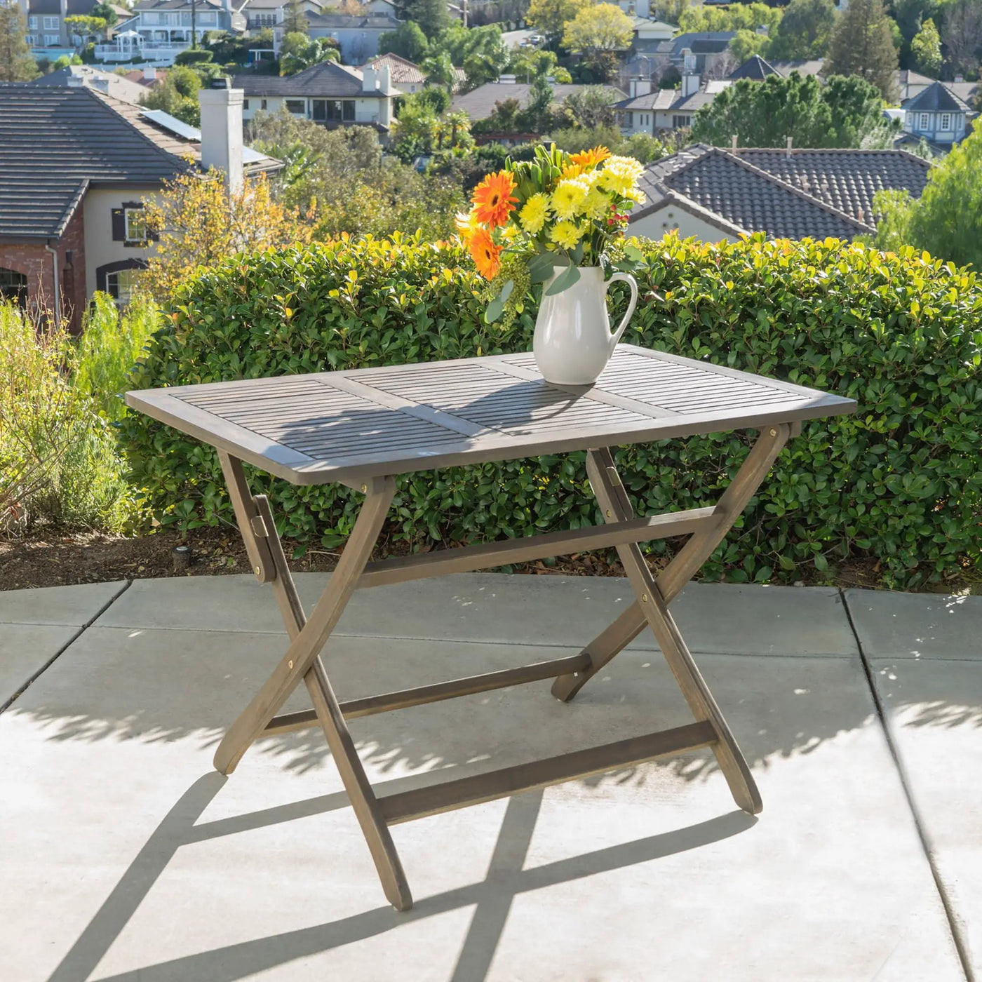 Blissique Outdoor Foldable Wood Dining Table With Slat Design by HouseOfZazla