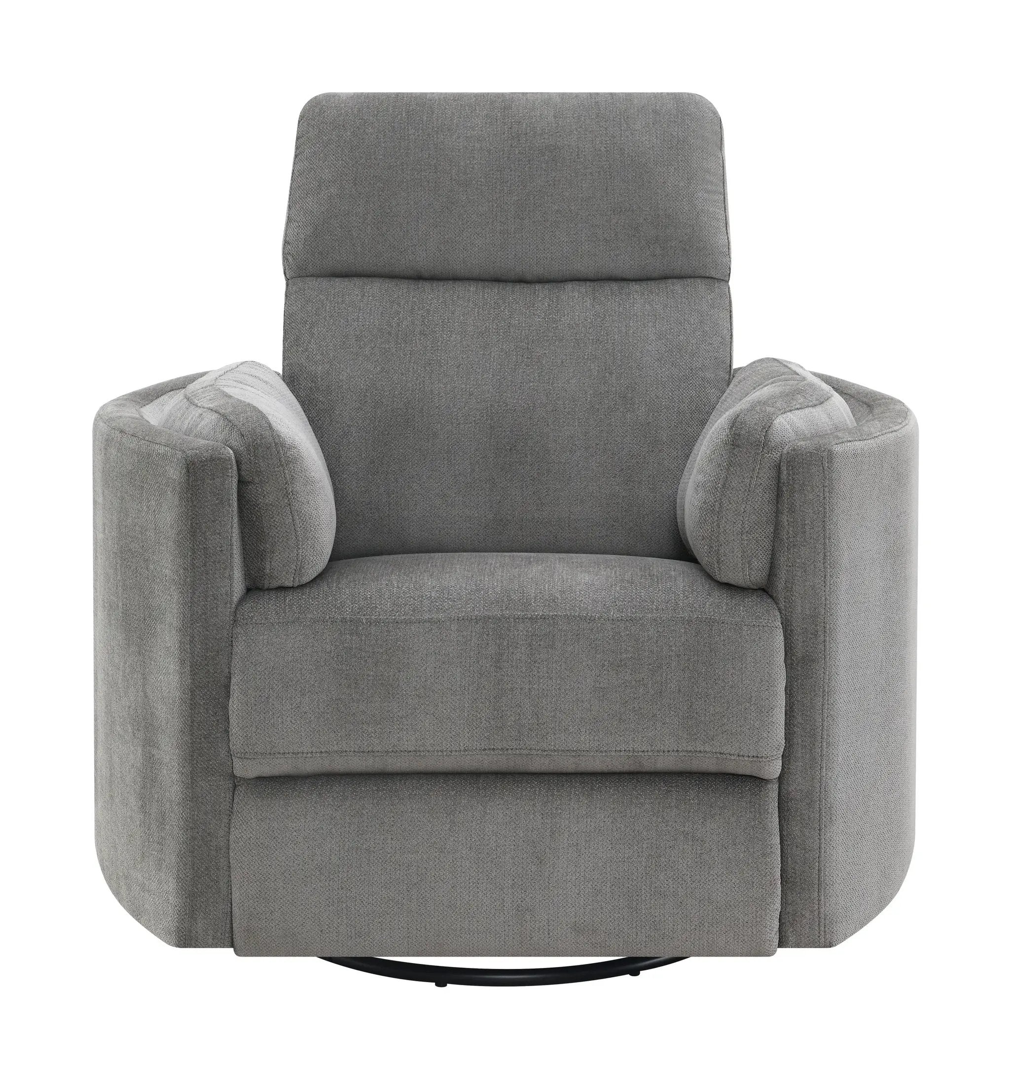 Sagen Charcoal Chenille Glider Recliner with Swivel by HouseOfZazla