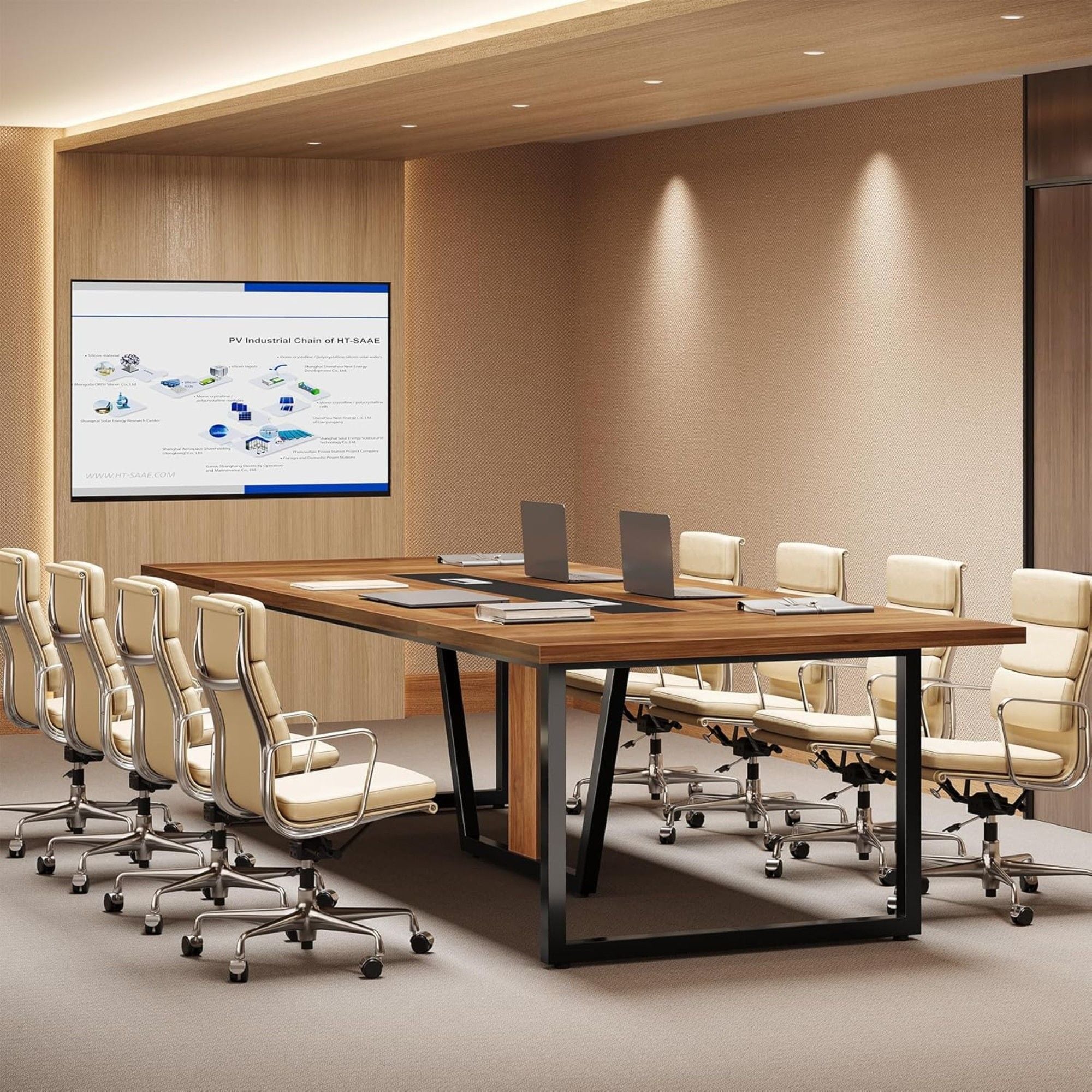 Conference Table For 8 - 10 People With Cable Management - Brown / Black by HouseOfZazla