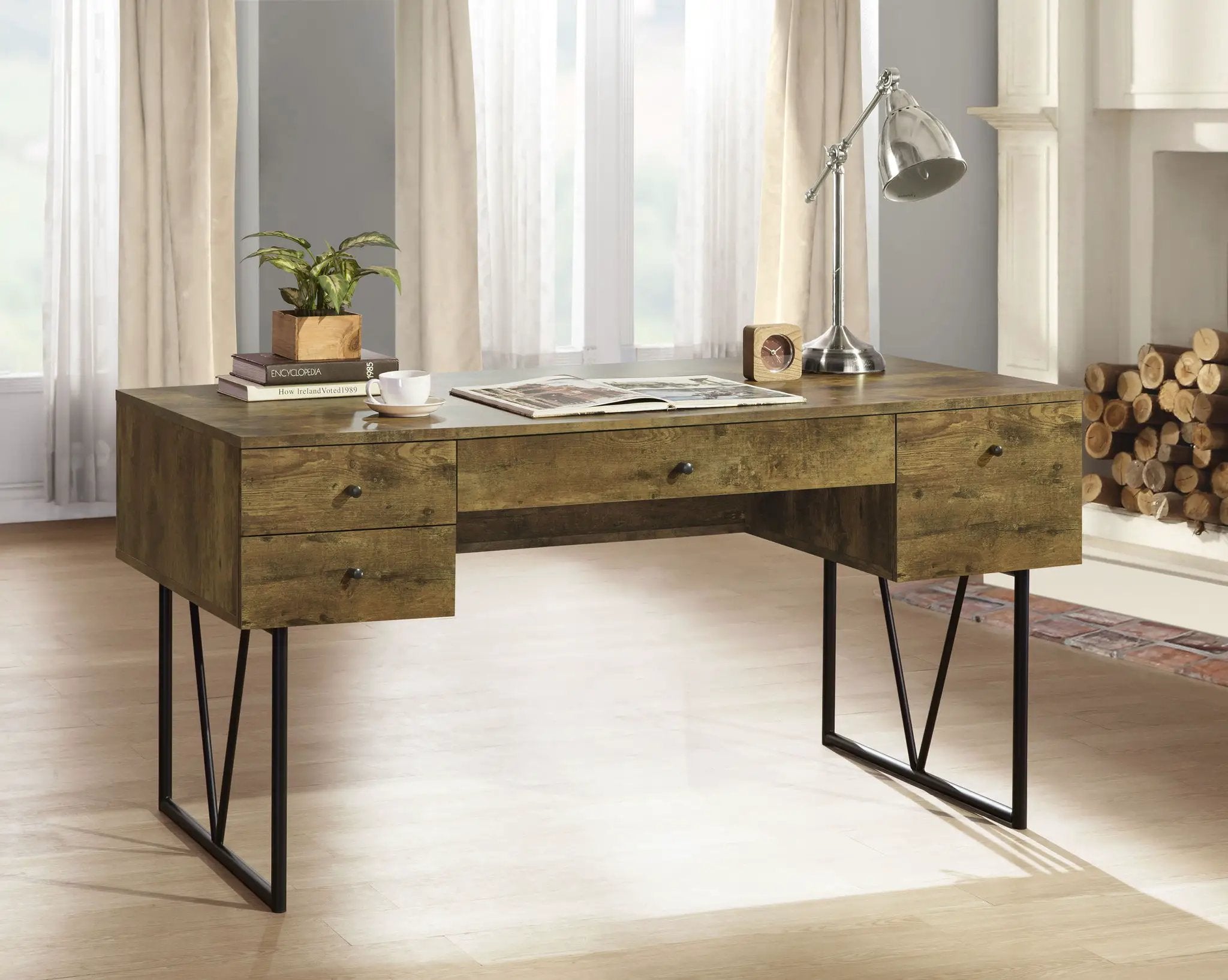 Analiese 63-inch 4-drawer Writing Desk Rustic Nutmeg by Unique Piece Furniture