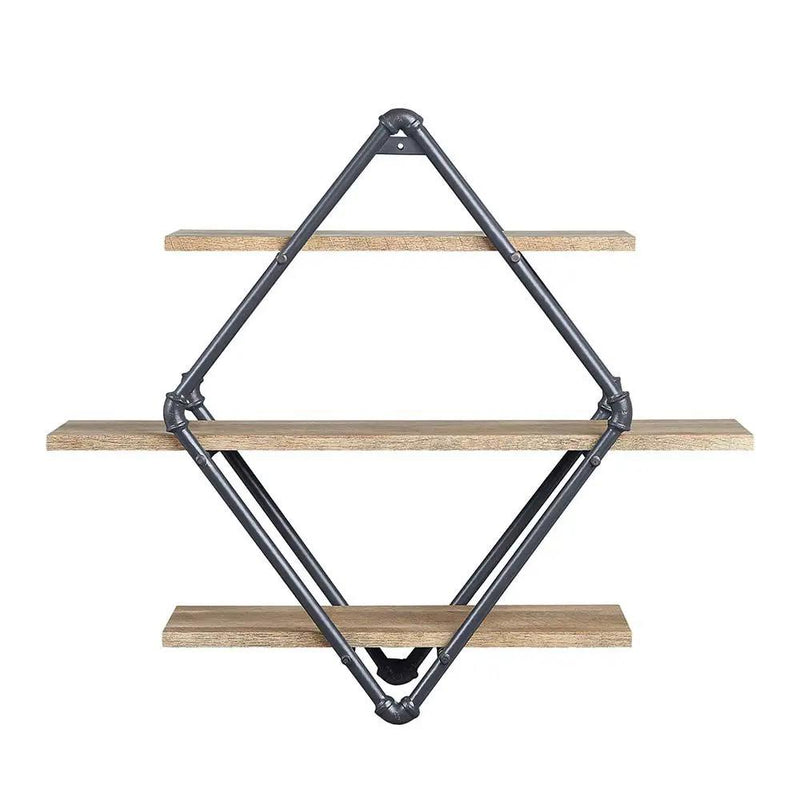 Brantley - 31" Wall Rack With 3 Shelves - Oak & Sandy Black by Unique Piece Furniture