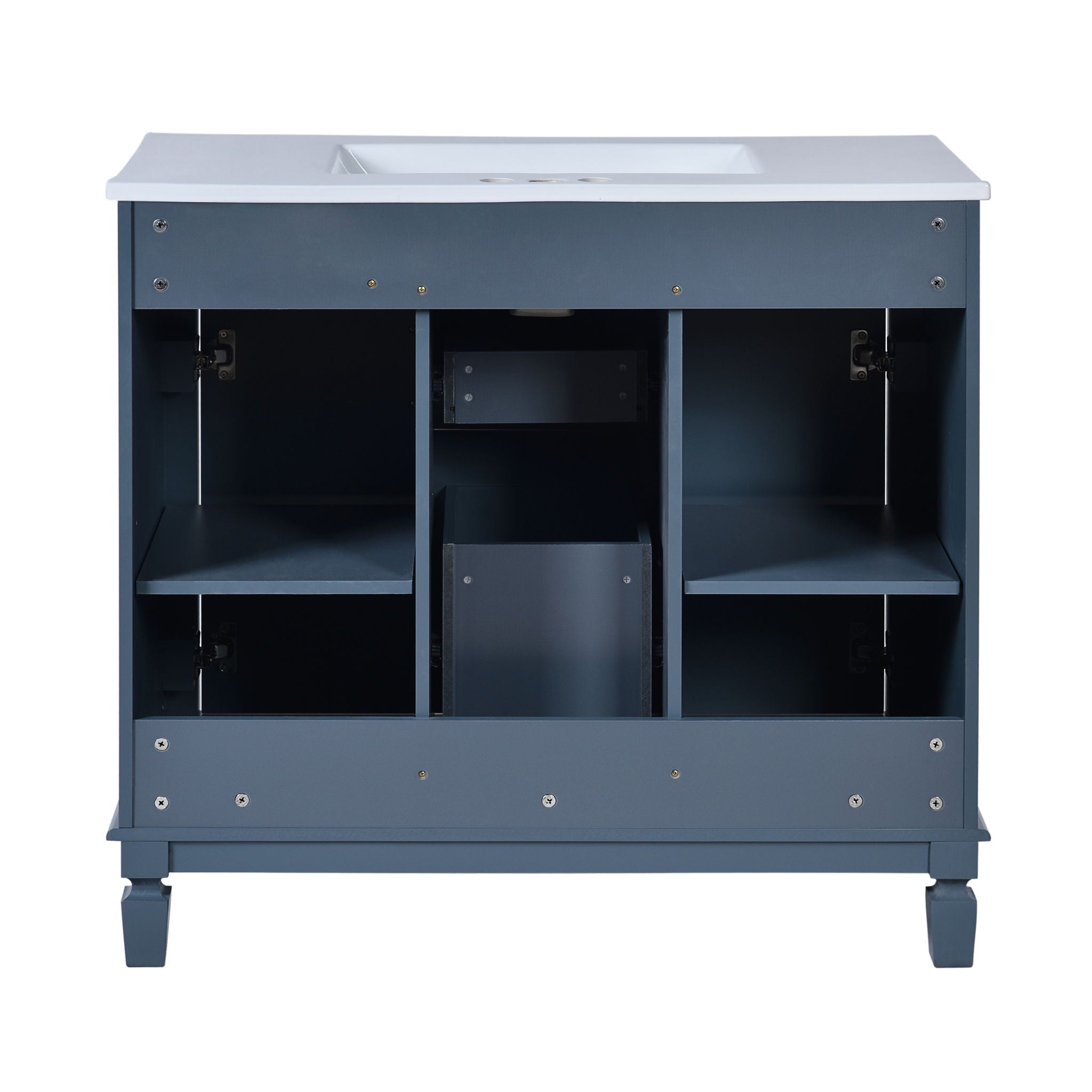36" Bathroom Vanity With Ceramic Sink and Soft-Close Doors - Blue