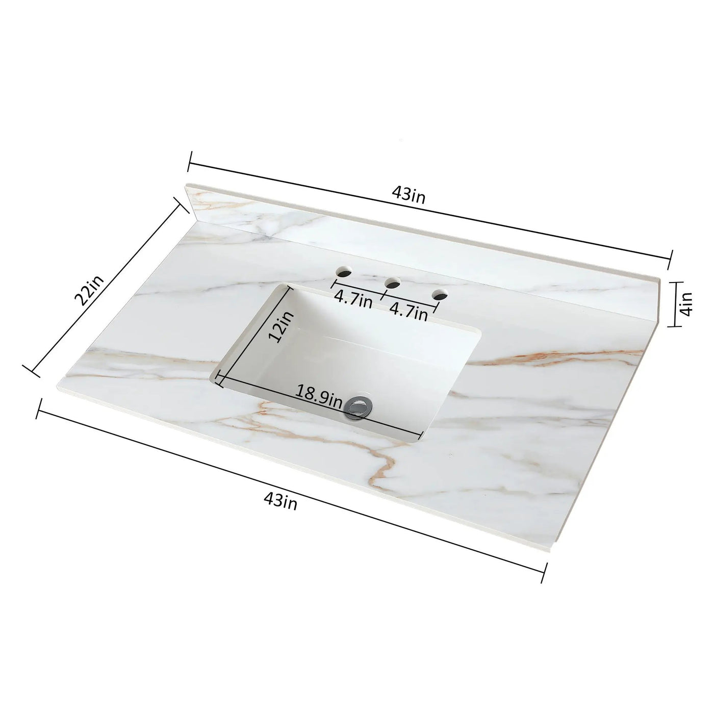 Vanity Top With Undermount Sink And Backsplash, Sintered Stone by HouseOfZazla