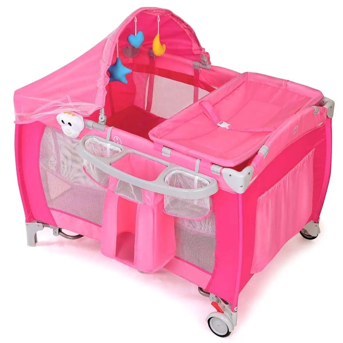 Foldable Baby Crib Playpen with Mosquito Net and Bag by DirectDeals
