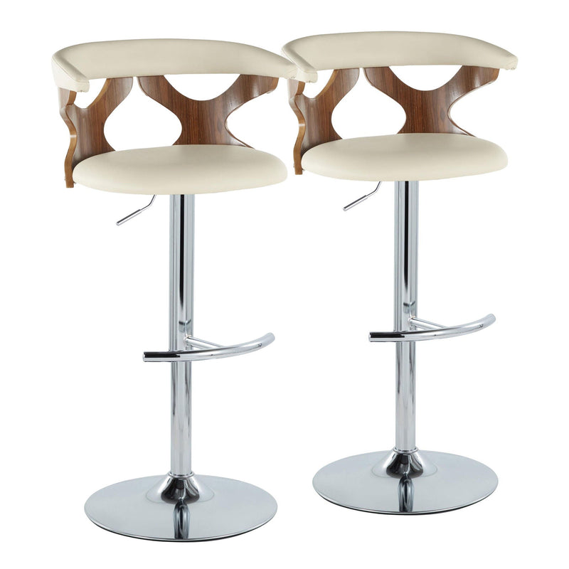 Gardenia - Mid Century Modern Adjustable Barstool With Swivel With Rounded T Footrest (Set of 2) by Unique Piece Furniture