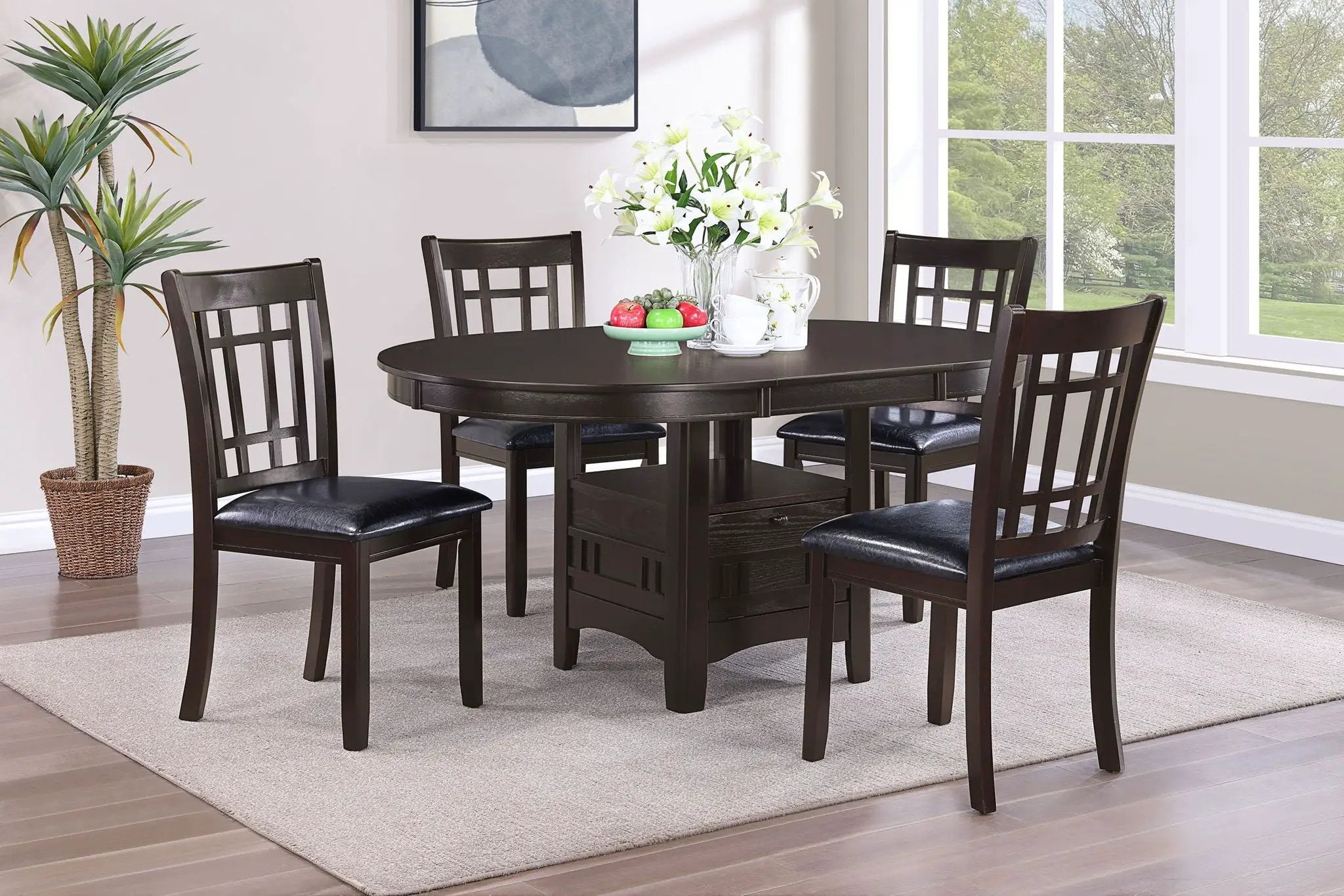 Lavon Oval 60-inch Wood Extension Leaf Dining Table Espresso by Unique Piece Furniture